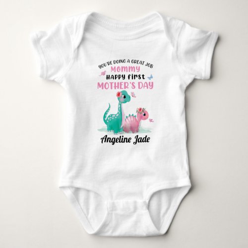 Baby Bodysuit with Dinosaurs 1st Mothers Day