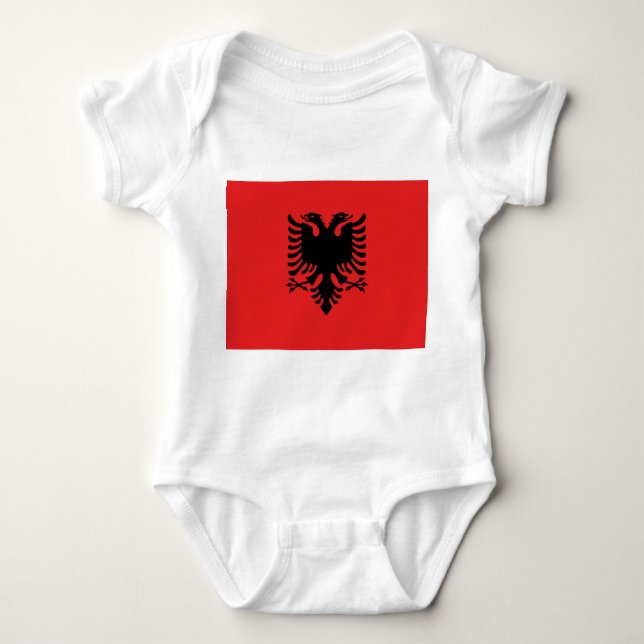 Baby bodysuit with flag of Albania (Front)