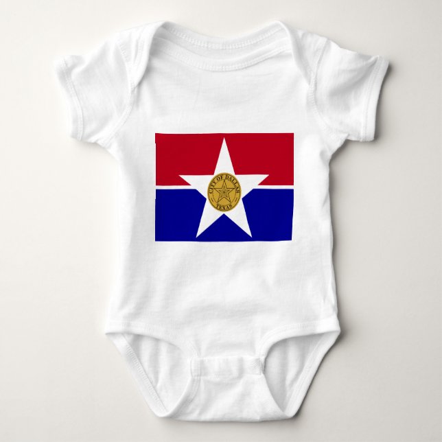 Baby bodysuit with flag of Dallas, USA (Front)