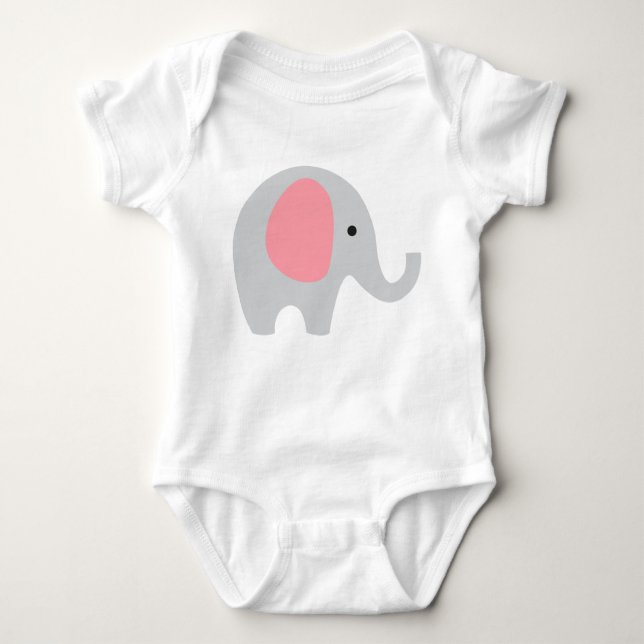 Baby Bodysuit with Grey Elephant and pink ears (Front)