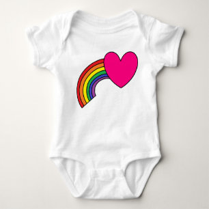 Baby Bodysuit With Rainbow and Hot Pink Heart