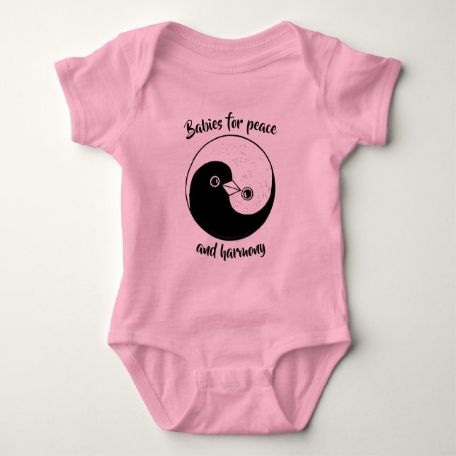 Baby bodysuit Yin Yang peace doves (Front)