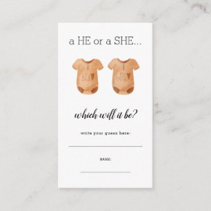 Baby Bodysuits He She Write Guess Gender Reveal Enclosure Card