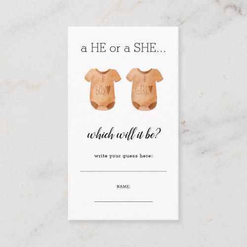 Baby Bodysuits He She Write Guess Gender Reveal Enclosure Card