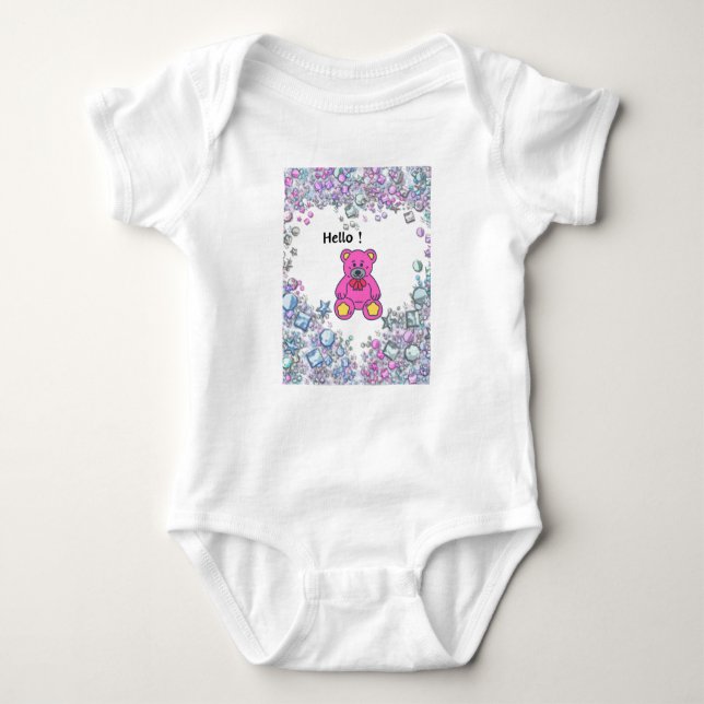 Baby bodysuits Sparkling Teddy Hello. (Front)