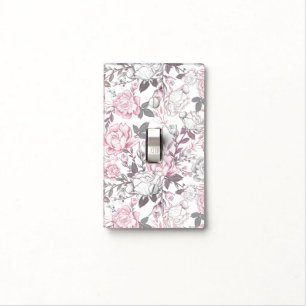 Baby Boho Flower – Soft Muted Grey & Pink Home Light Switch Cover