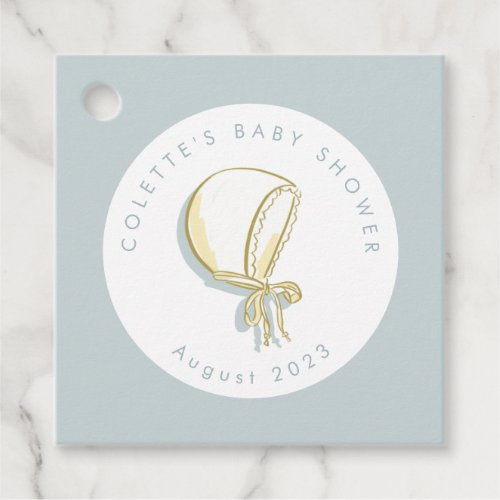 Baby Bonnet Baby Shower Blue Favor Tags