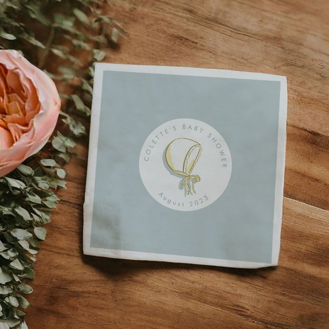 Baby Bonnet Baby Shower Blue Napkins (Baby Bonnet Illustration Baby Shower Blue Napkins)
