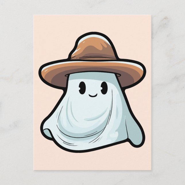 Baby Boo Cowboy Ghost Halloween Collection Holiday Postcard (Front)