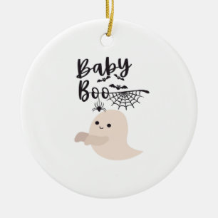 Baby Boo Cute Halloween Print Vintage Style Ceramic Ornament