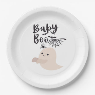 Baby Boo Cute Halloween Print Vintage Style Paper Plates