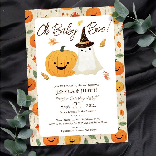 Baby Boo Fall Halloween Baby Shower Invitation