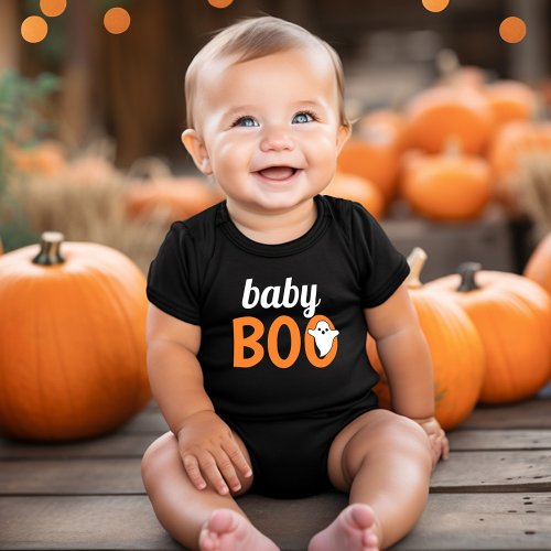 Baby Boo Family Matching Halloween Black Orange Baby Bodysuit