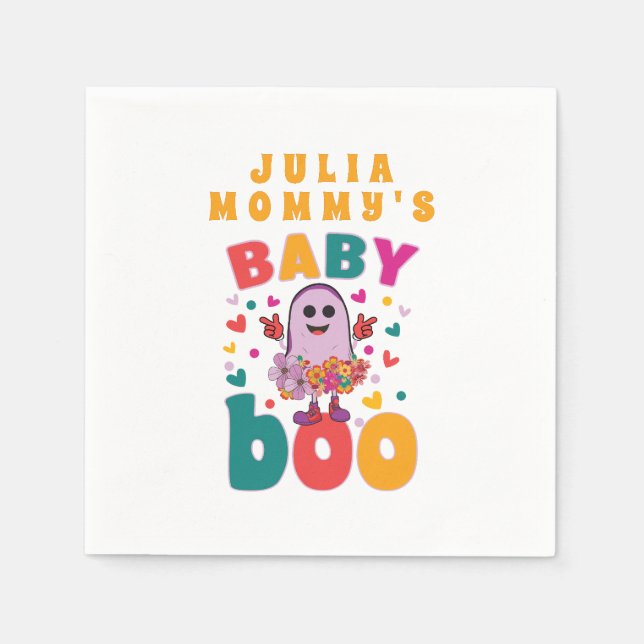 Baby Boo October Newborn Pastel Ghost Hallowen Napkins (Front)
