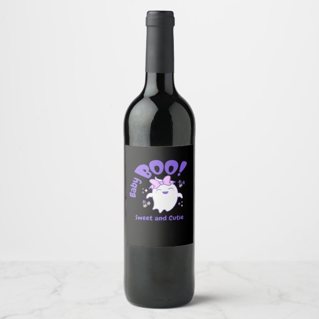 Baby Boo! Sweet And Toddler Halloween Design Wine Label (Front)