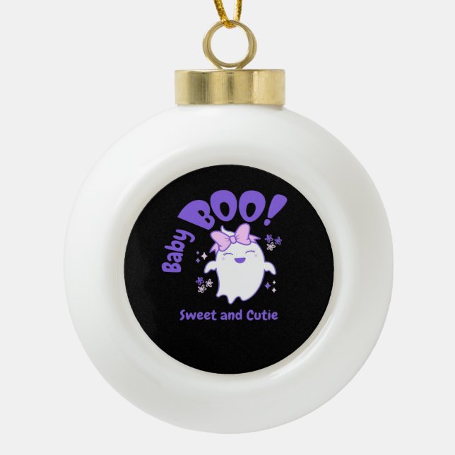 Baby Boo Sweet Toddler Halloween Design Ceramic Ball Christmas Ornament (Front)