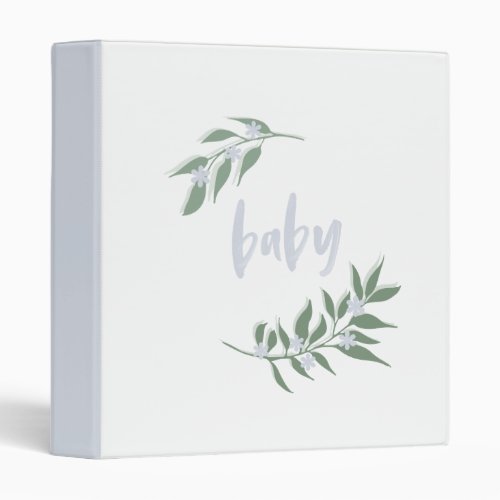 Baby book baby binder blue floral wreath