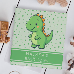 Baby Book Cute Cartoon Dinosaur Green Polka Dots 3 Ring Binder