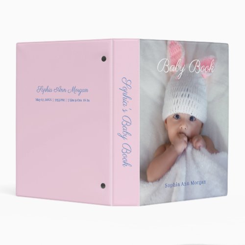Baby Book DIY Photo DOB Name Date Pale Pink Mini Binder