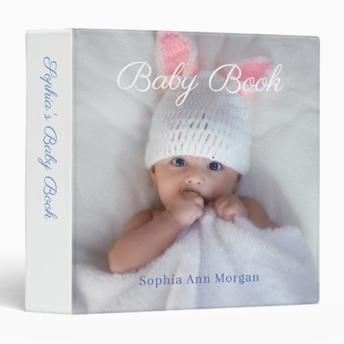 Baby Book DIY Photo Name Date White 3 Ring Binder