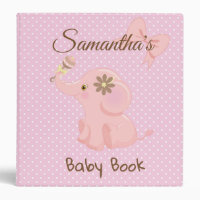 Baby Book Elephant Pink Personalized Photo Album 3 Ring Binder