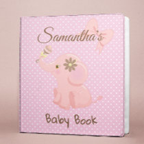 Baby Book Elephant Pink Personalized Photo Album 3 Ring Binder