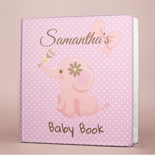 Baby Book Elephant Pink Personalized Photo Album 3 Ring Binder