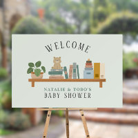 Baby Book Shelf Green Neutral Baby Shower Welcome