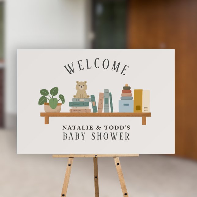 Baby Book Shelf Taupe Neutral Baby Shower Welcome Foam Board (Creator Uploaded)
