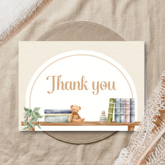 Baby Books and Brunch Bear Baby Shower Thank You Card