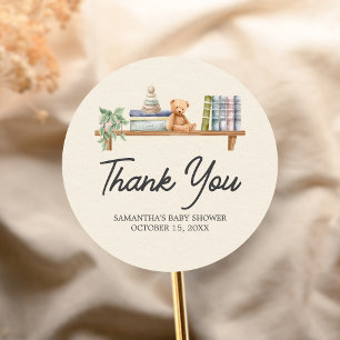 Baby Books and Brunch Neutral Baby Shower Classic Round Sticker