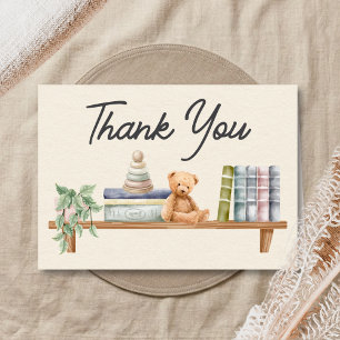 Baby Books and Brunch Neutral Baby Shower Letterpress Thank You Card