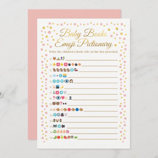 Baby Books Emoji Pictionary Game Pink and Gold (Front/Back)