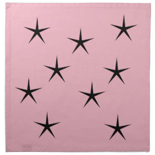 Baby Boomer Pink with Black Stars Cloth Napkin