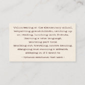Baby Boomer's Retirement Business Card (Back)