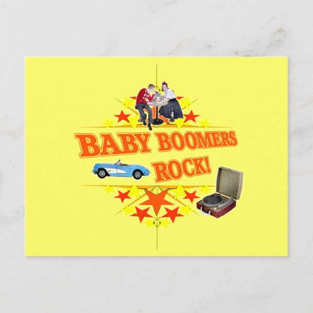 Baby Boomers Rock Postcard (Front)