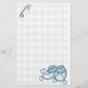 Baby Bootie Blue Stationery