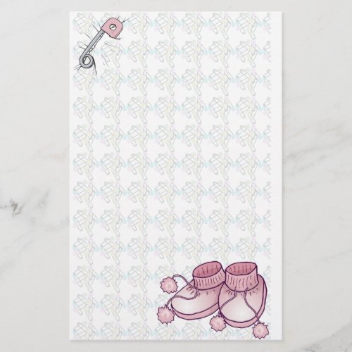 Baby Bootie Pink Stationery