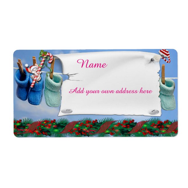 Baby bootie shower label (Front)