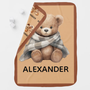 Baby Boots Custom Name Unisex Teddy Bear Baby Blanket