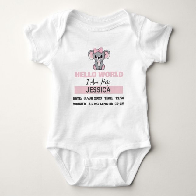 Baby Born Details Pink Koala Baby Bodysuit (Front)