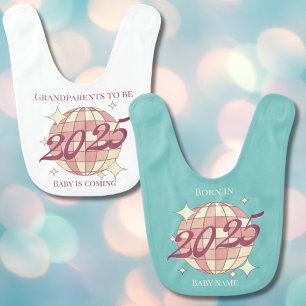 Baby born in 2025 new parents expecting gift teal bib