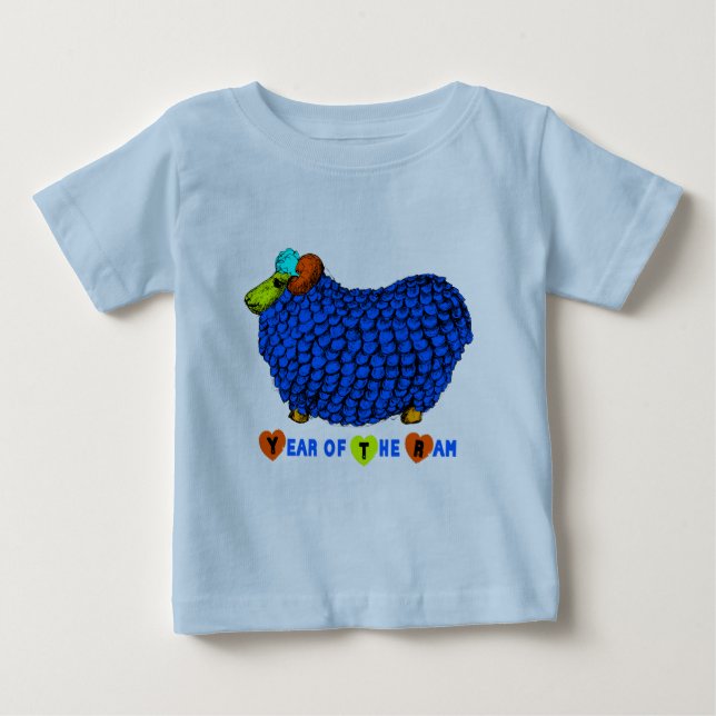 Baby Born in Ram Goat Year Blue Bodysuit (Front)