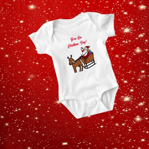 Baby Born On Christmas Day Bodysuit Santa Sled