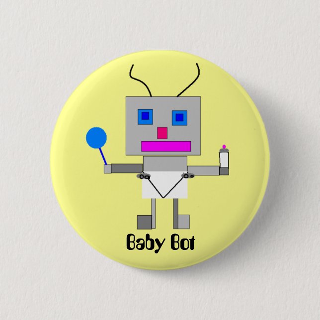 Baby Bot Pinback Button (Front)