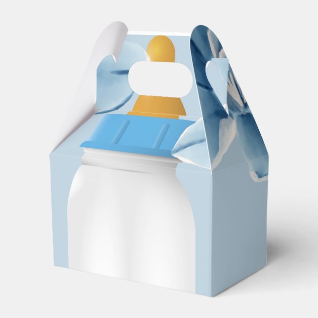 Baby Bottle Baby Shower Favor Boxes Blue (Front Side)