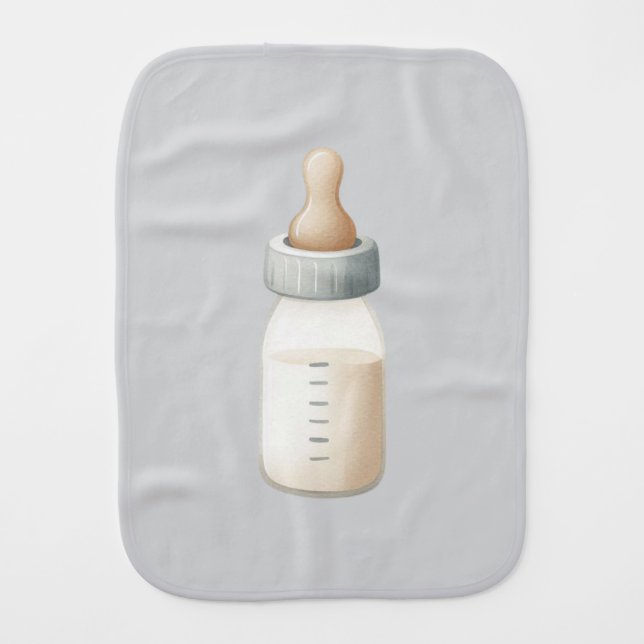 Baby Bottle Burp Cloth – Neutral Baby Shower Gift (Front)