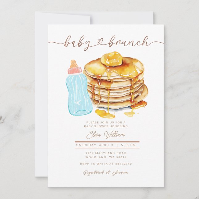 Baby Bottle Butter Honey Pancake Baby Shower  Invitation (Front)