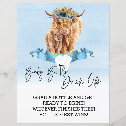 Baby Bottle Drink Off Game Shower Highland Cow  