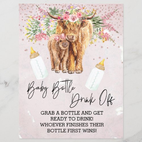 Baby Bottle Drink Off Game Shower Highland Cow 